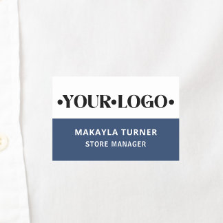 Custom Logo Employee Blue Namnbricka