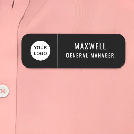 Custom Logo Employee Staff Safety Pin Black Namnbricka