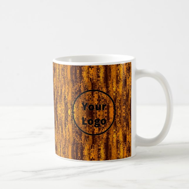 Custom logo gold and black pixel pattern kaffemugg (Höger)