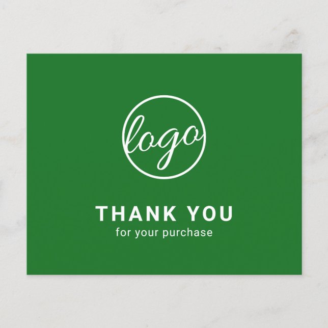Custom Logo Green Budget Thank You Card (Framsida)