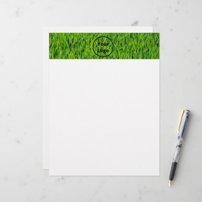 Custom logo green grass brevhuvud (Fram/Back In Situ)