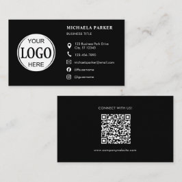 Custom Logo Icons Modern Black QR Code Visitkort