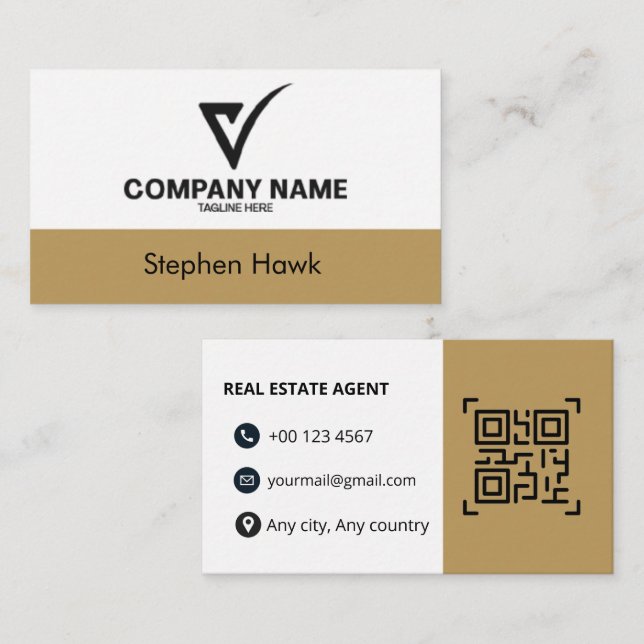 Custom Logo Luxury Business Card Real Estate Agent Visitkort (Fram/baksida)