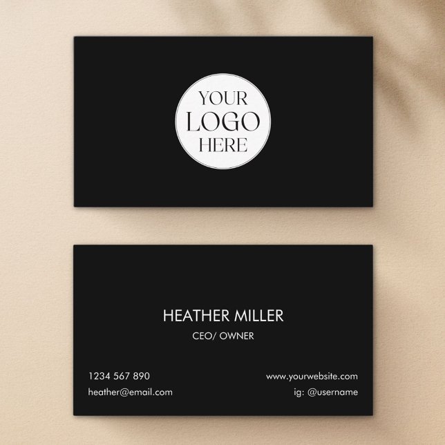 Custom Logo Modern Minimalist Black and White      Visitkort (Front and Back)
