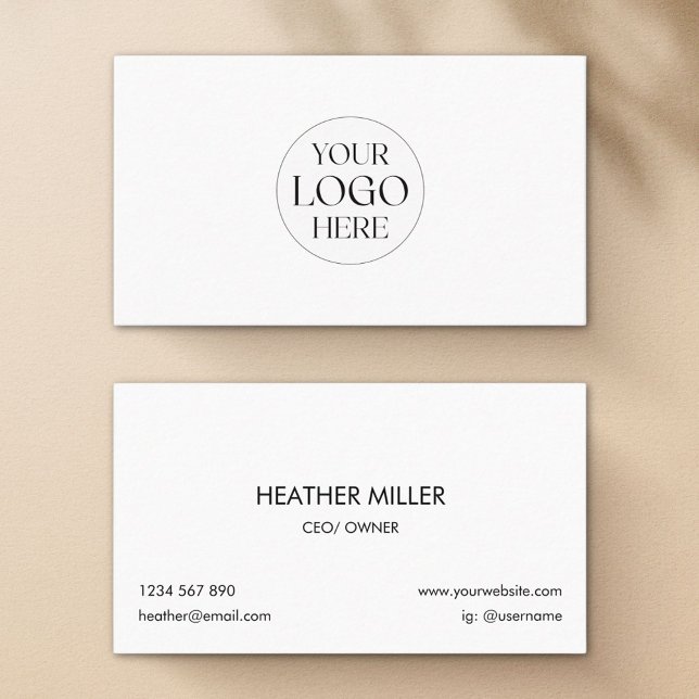 Custom Logo Modern Minimalist Black and White      Visitkort (Front and Back)