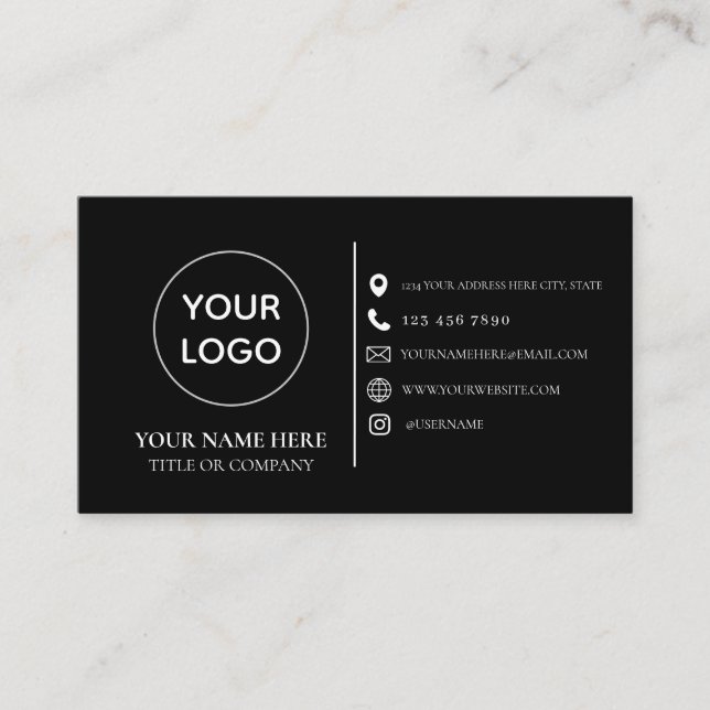 Custom logo modern minimalist social media icons b visitkort (Framsida)