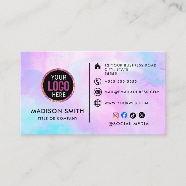Custom logo modern minimalist social media visitkort (Framsida)