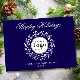Custom Logo Navy Christmas Business Thank You Card Julkort