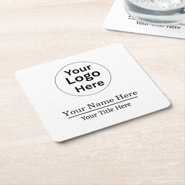 Custom Logo Photo Name Simple  Minimal  Underlägg Papper Kvadrat (Vinklad)