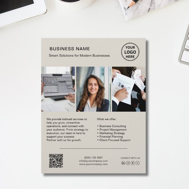 Custom Logo Photo QR Corporate Business Flyer (Custom Logo Photo QR Corporate Business Flyer)