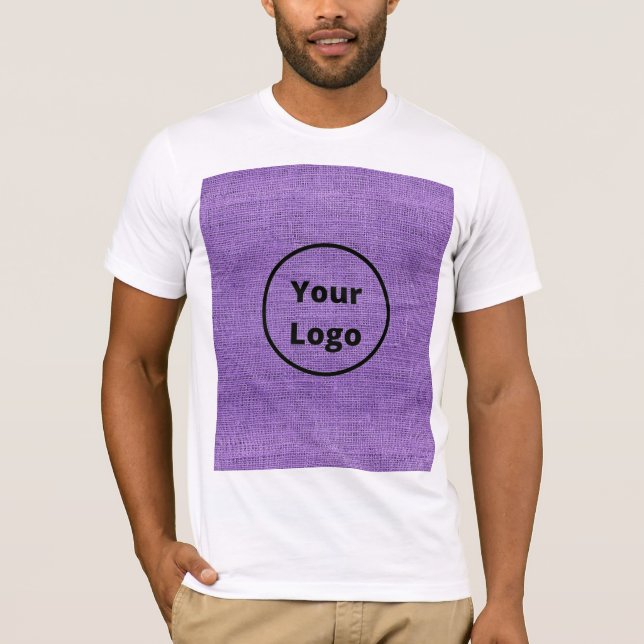 Custom logo purple burlap t shirt (Framsida)