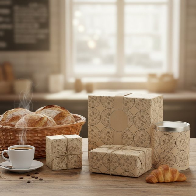 Custom Logo Rustic Bread & Pastry Wrap Presentpapper (Skapare uppladdad)