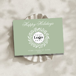 Custom Logo Sage Christmas Business Thank You Card Julkort