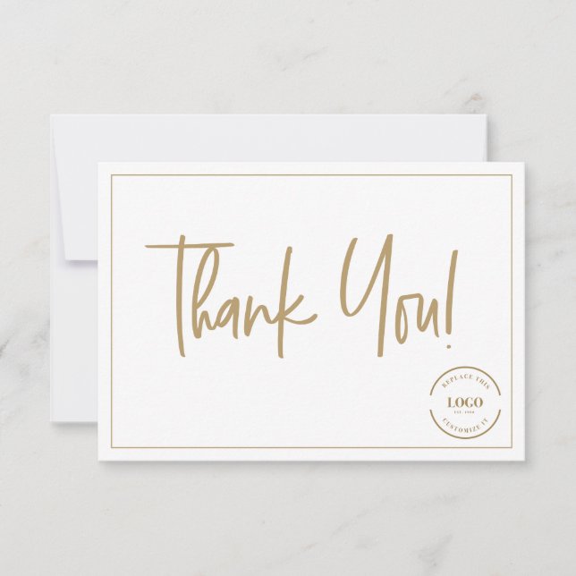 Custom Logo Simple Gold Business Modern Script Tack Kort (Framsida)