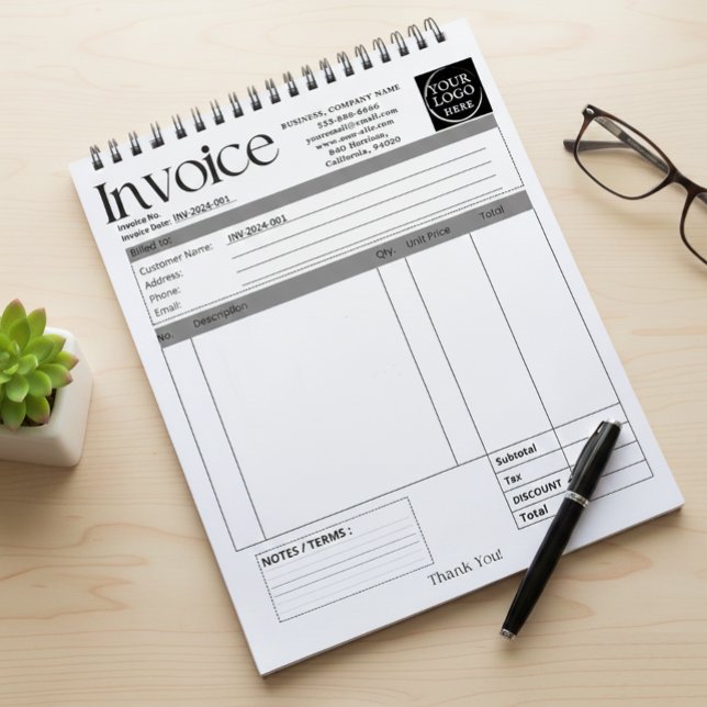 Custom Logo Small Business Invoice Sales Receipt Anteckningsblock (Skapare uppladdad)