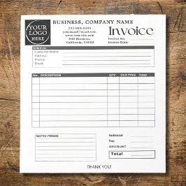 Custom Logo Small Business Invoice Sales Receipt N Anteckningsblock