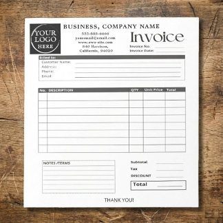 Custom Logo Small Business Invoice Sales Receipt N Anteckningsblock