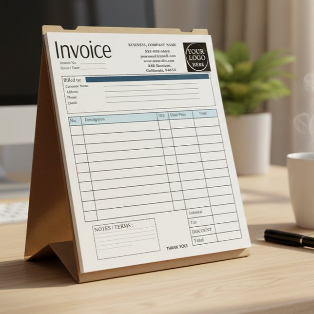 Custom Logo Small Business Invoice Sales Receipt O Anteckningsblock (Skapare uppladdad)