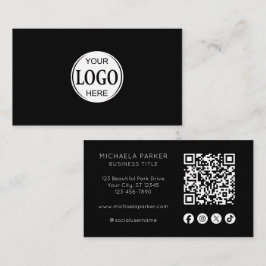 Custom Logo Social Icon QR Code Professional Black Visitkort