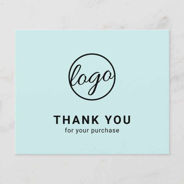 Custom Logo Turquoise Budget Thank You Card (Framsida)