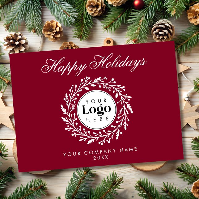 Custom Logo Wine Christmas Business Thank You Card Julkort (Skapare uppladdad)