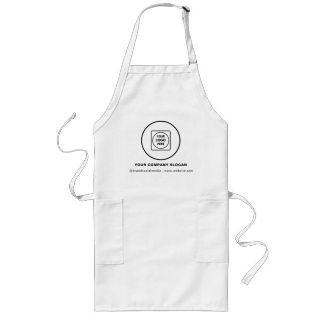 Custom Long Apron Design for Company Promotion Långt Förkläde (Framsidan)