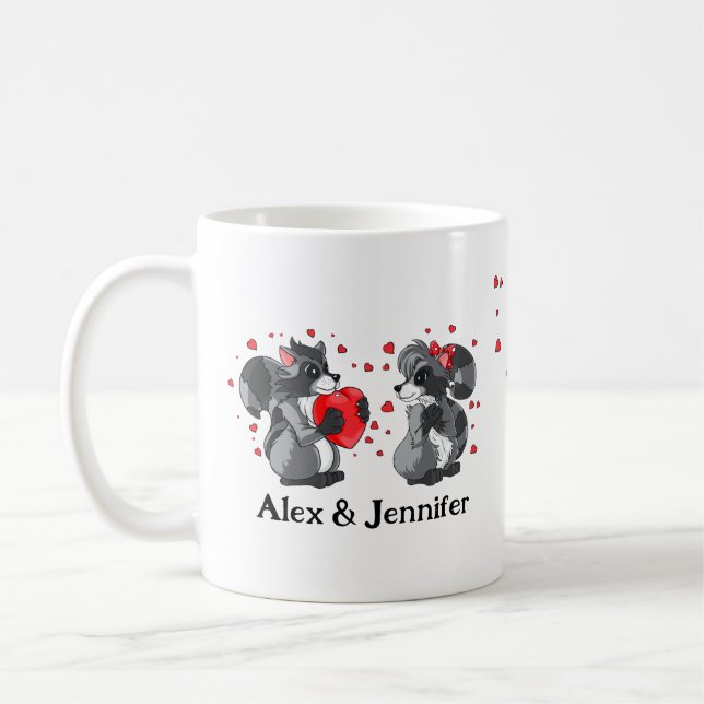 Custom Love Couple Names Personalized Kaffemugg (Vänster)