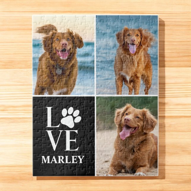 Custom Love Dog Lover Name Photo Collage Pet Pussel (Skapare uppladdad)
