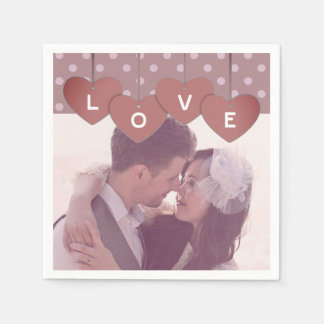 Custom Love Hearts Banner Overlaid Custom Photo Pappersservett