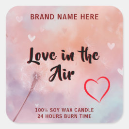 Custom Love in the Air Candle Label for Valentine Fyrkantigt Klistermärke