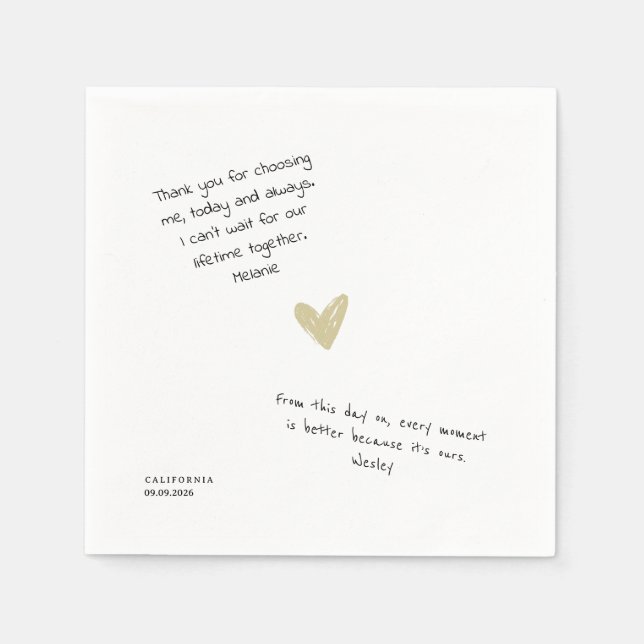 Custom Love Note Handwritten Typo-Personal Wedding Pappersservett (Framsidan)