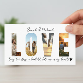 Custom LOVE Photo Collage Card for Couples Visitkort