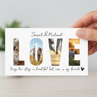 Custom LOVE Photo Collage Card for Couples Visitkort