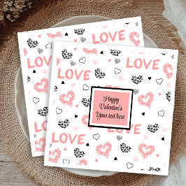 Custom Love Text Hearts Hand Drawn Valentine Napki Pappersservett