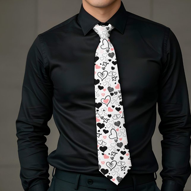 Custom Love Tie Pink Black Heart Sketch Slips (Custom Love Tie Pink Black Heart Sketch)