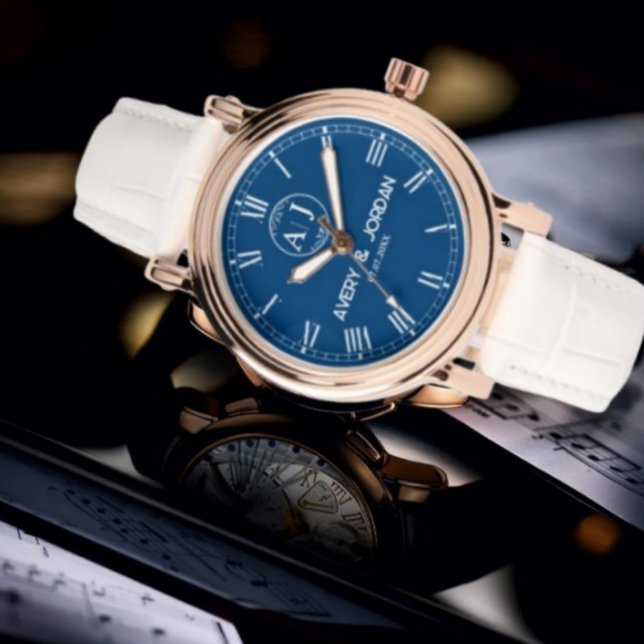 Custom lovers name monogram Personalized blue Armbandsur (Skapare uppladdad)