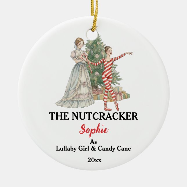 Custom Lullaby Girl Nutcracker Photo Christmas Julgransprydnad Keramik (Framsidan)