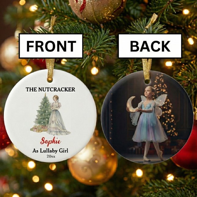 Custom Lullaby Girl Nutcracker Photo Christmas Julgransprydnad Keramik (Skapare uppladdad)