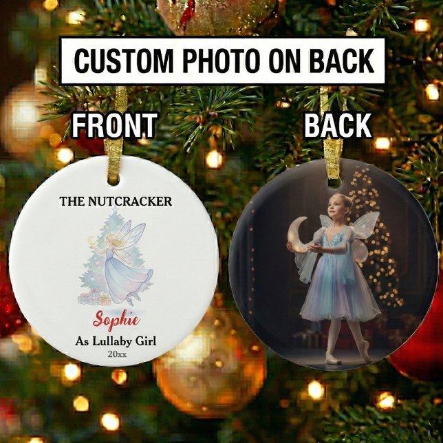 Custom Lullaby Girl Nutcracker Photo Christmas Julgransprydnad Keramik (Skapare uppladdad)