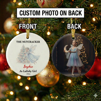 Custom Lullaby Girl Nutcracker Photo Christmas Julgransprydnad Keramik
