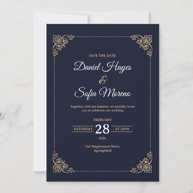 Custom Luxury Gold Wedding Invitation  Inbjudningar (Framsida)