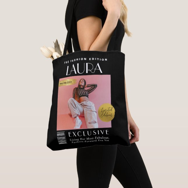 Custom Magazine Cover Bag, Modern Fashion Magazine Tygkasse (Närbild)