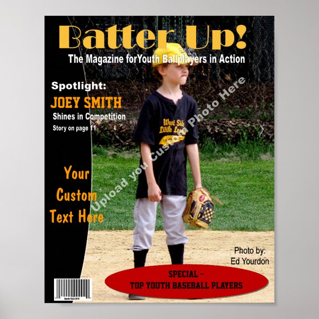 Custom Magazine Cover, Youth Baseball Poster (Framsidan)