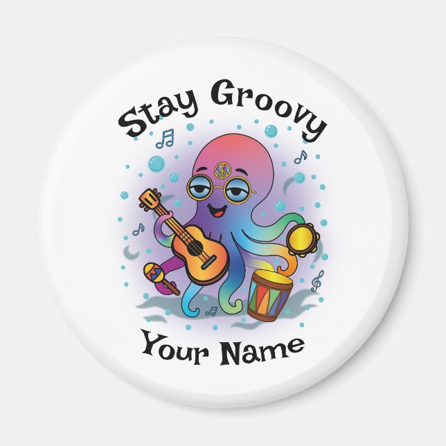 Custom Magnet | Retro Octopus | Name & Text (Framsidan)