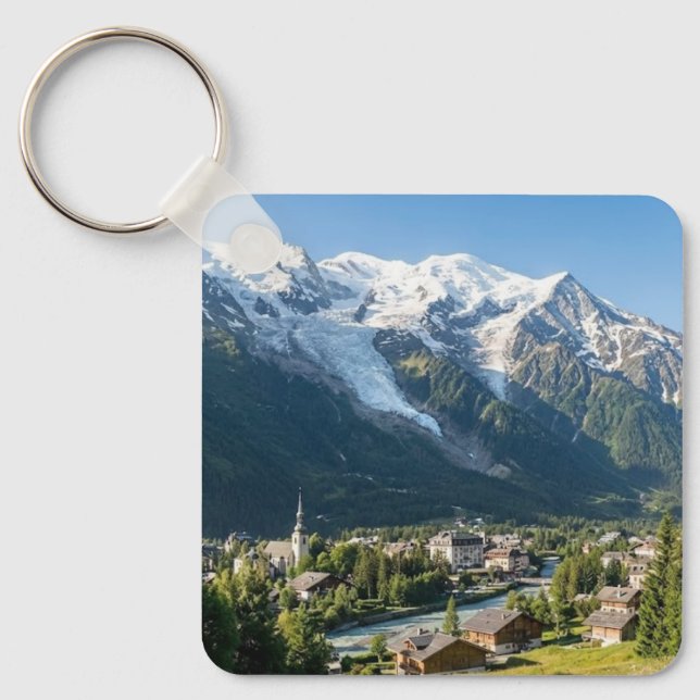Custom Majestic Mont Blanc French Alps View Nyckelring (Framsida)