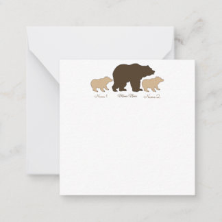 Custom Mama Bear With 2 Kid Names Mothers Day Gift Anteckningskort