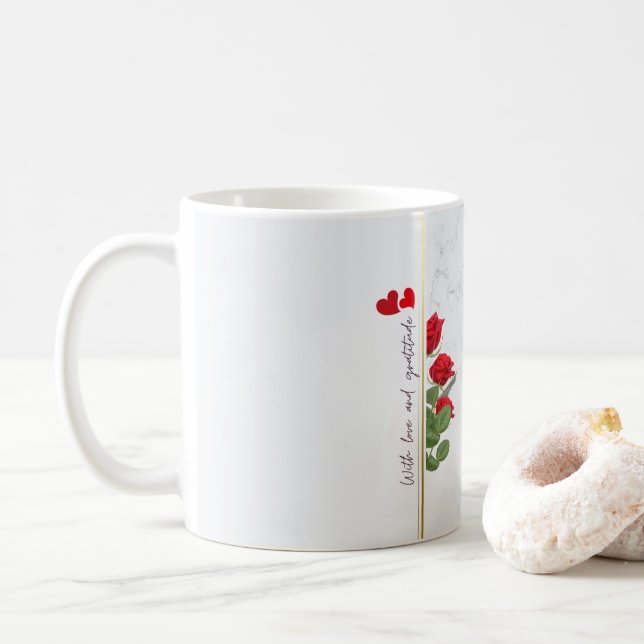 Custom Marble Mug with Red Rose & Name – Mug Kaffemugg (Med munk)