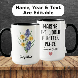 Custom March Birth Flower - Personalized Name Mugg