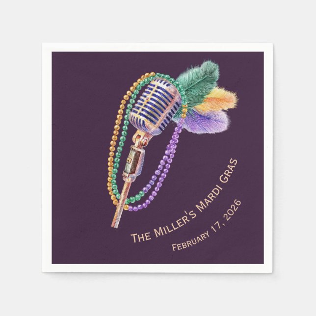 Custom Mardi Gras Jazz Napkins Pappersservett (Framsidan)