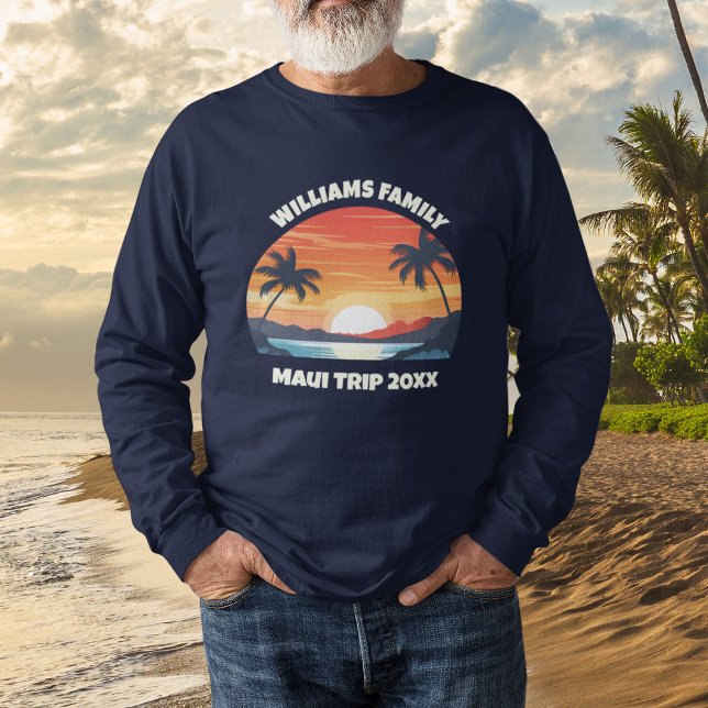 Custom Maui Trip Sunrise Palm Trees Long Sleeve T Shirt (Skapare uppladdad)